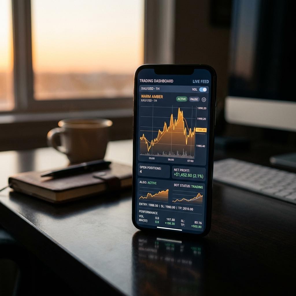 Vermögvent Handelsdashboard auf modernem Mobilgerät